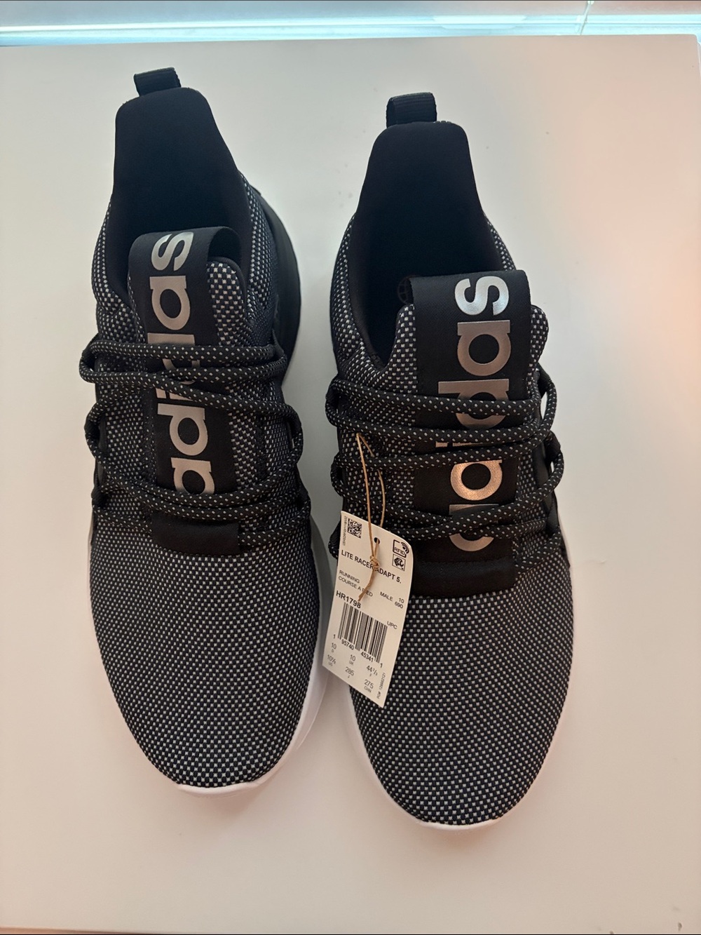 adidas Kids Black & White Knit Lace-Up Sneakers